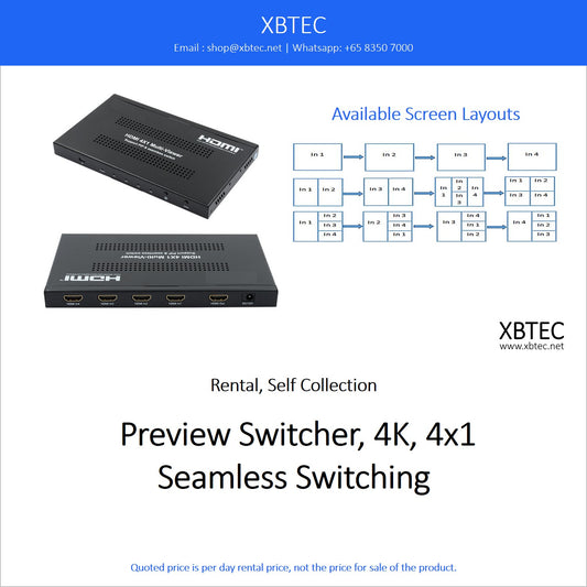 (Rental, Self Collection) Preview Switcher, 4K, 4x1