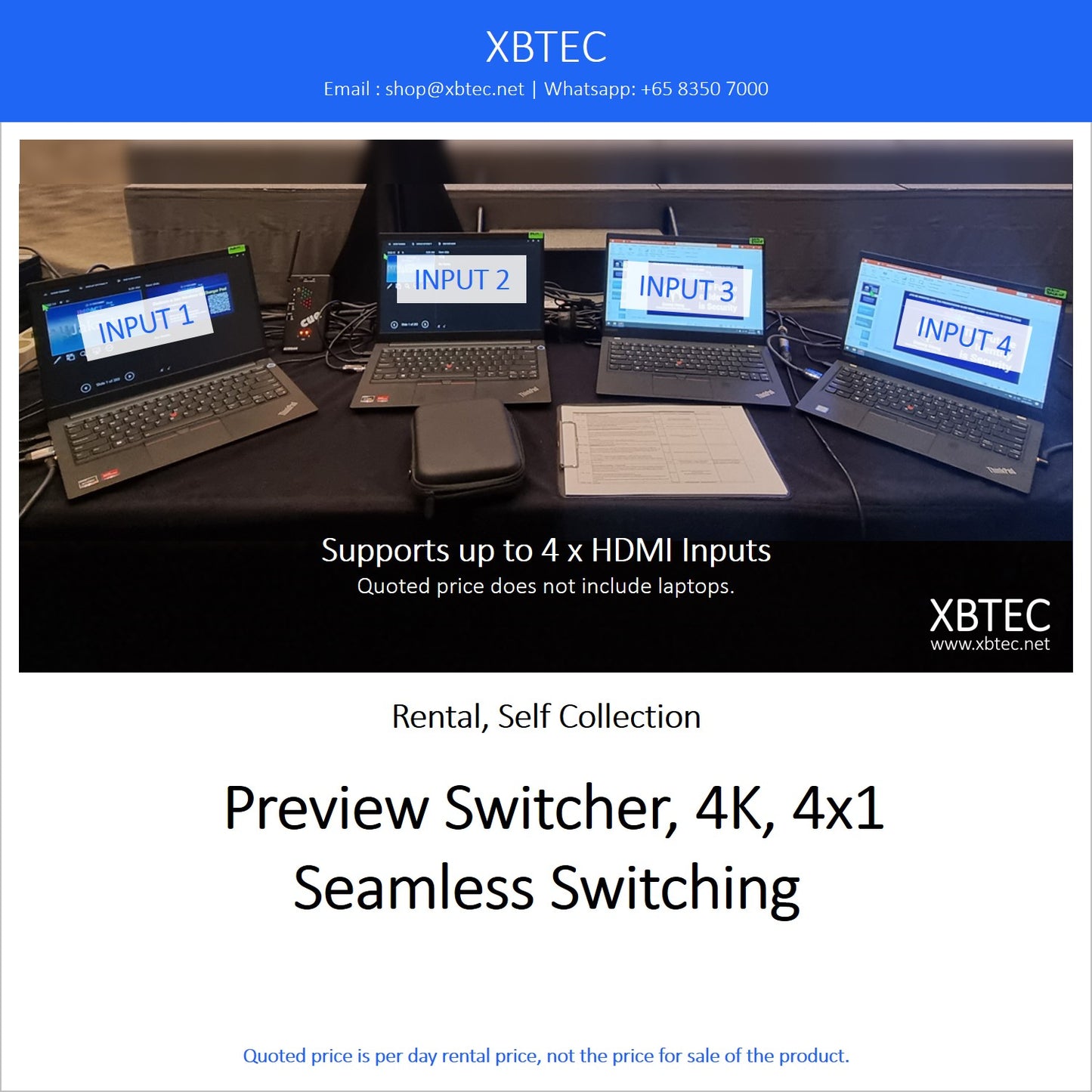 (Rental, Self Collection) Preview Switcher, 4K, 4x1