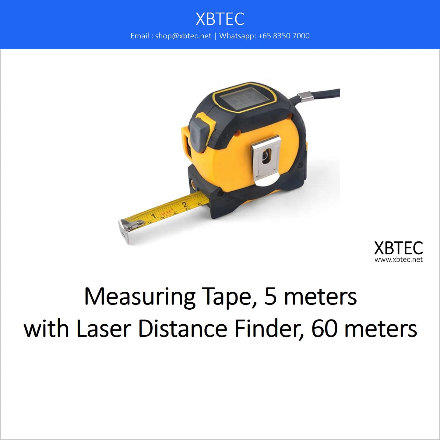 Tools, Measuring Tape, 5 meters with Laser Distance Finder, 60 meters