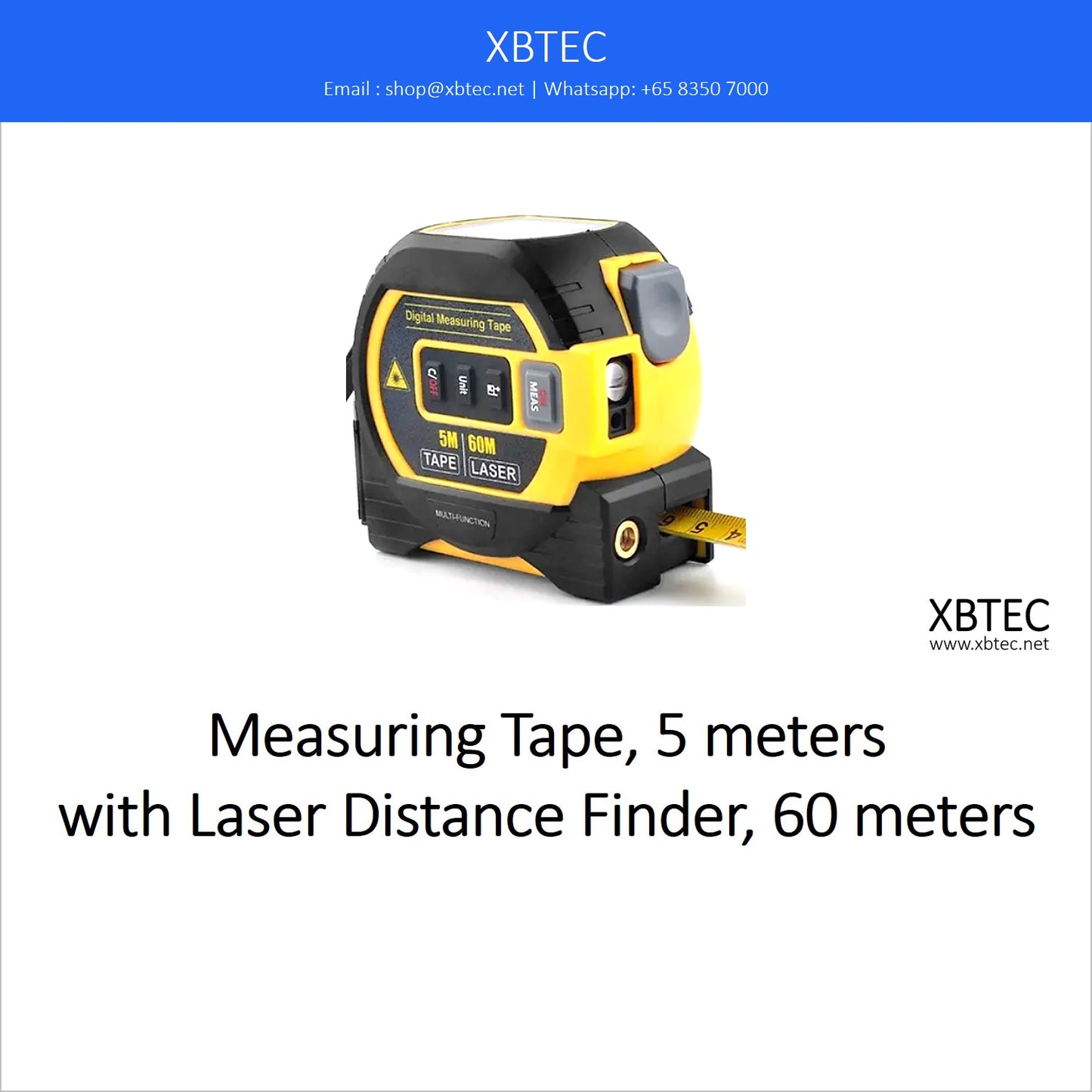 Tools, Measuring Tape, 5 meters with Laser Distance Finder, 60 meters