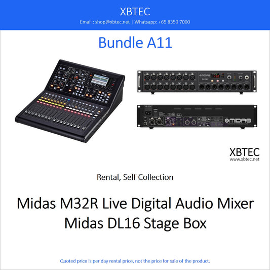 (Rental, Self Collection) Bundle A11. Midas M32R Live Digital Audio Mixer. Midas DL16 Stage Box.