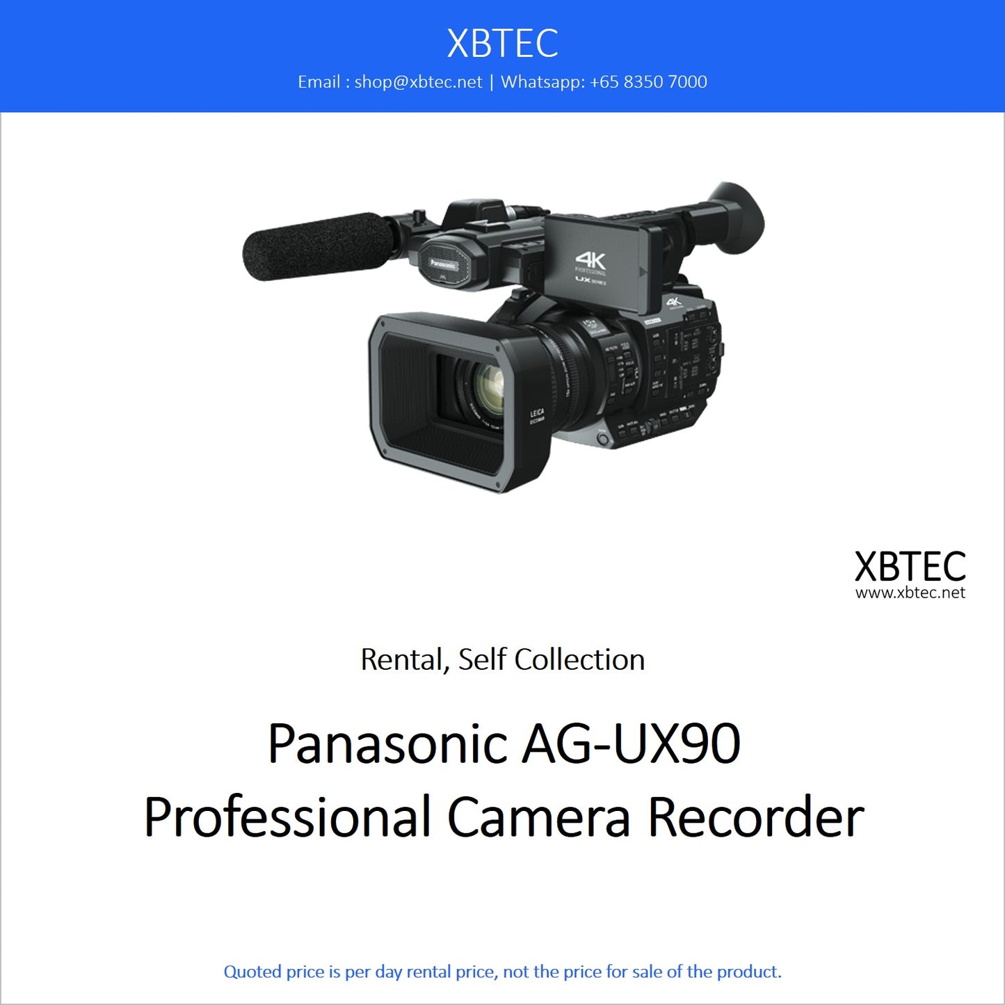 (Rental, Self Collection) Panasonic AG-UX90 Professional Camera Recorder