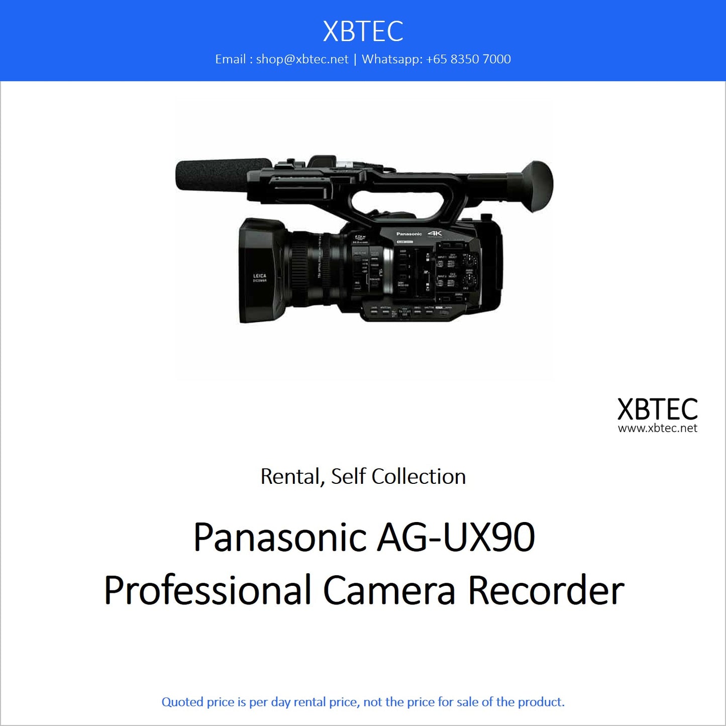 (Rental, Self Collection) Panasonic AG-UX90 Professional Camera Recorder