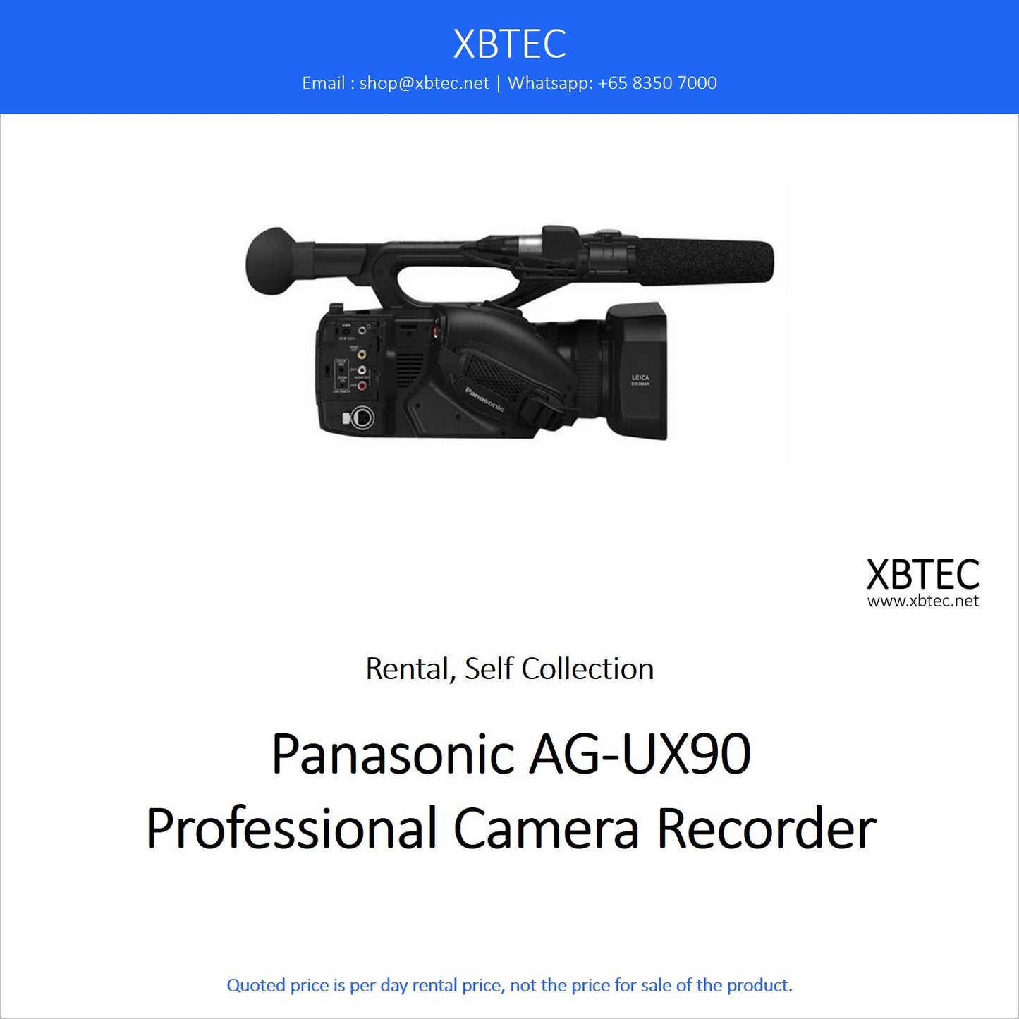 (Rental, Self Collection) Panasonic AG-UX90 Professional Camera Recorder