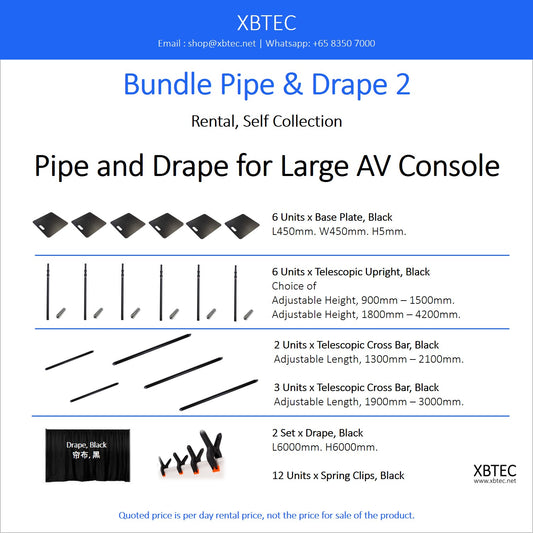 (Rental, Self Collection) Bundle Pipe & Drape 02. For Large AV Console.