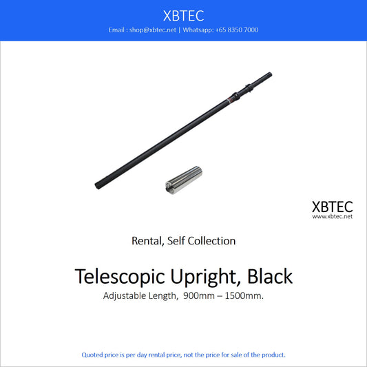 (Rental, Self Collection) Pipe & Drape, Telescopic Upright, Black, 900mm - 1500mm