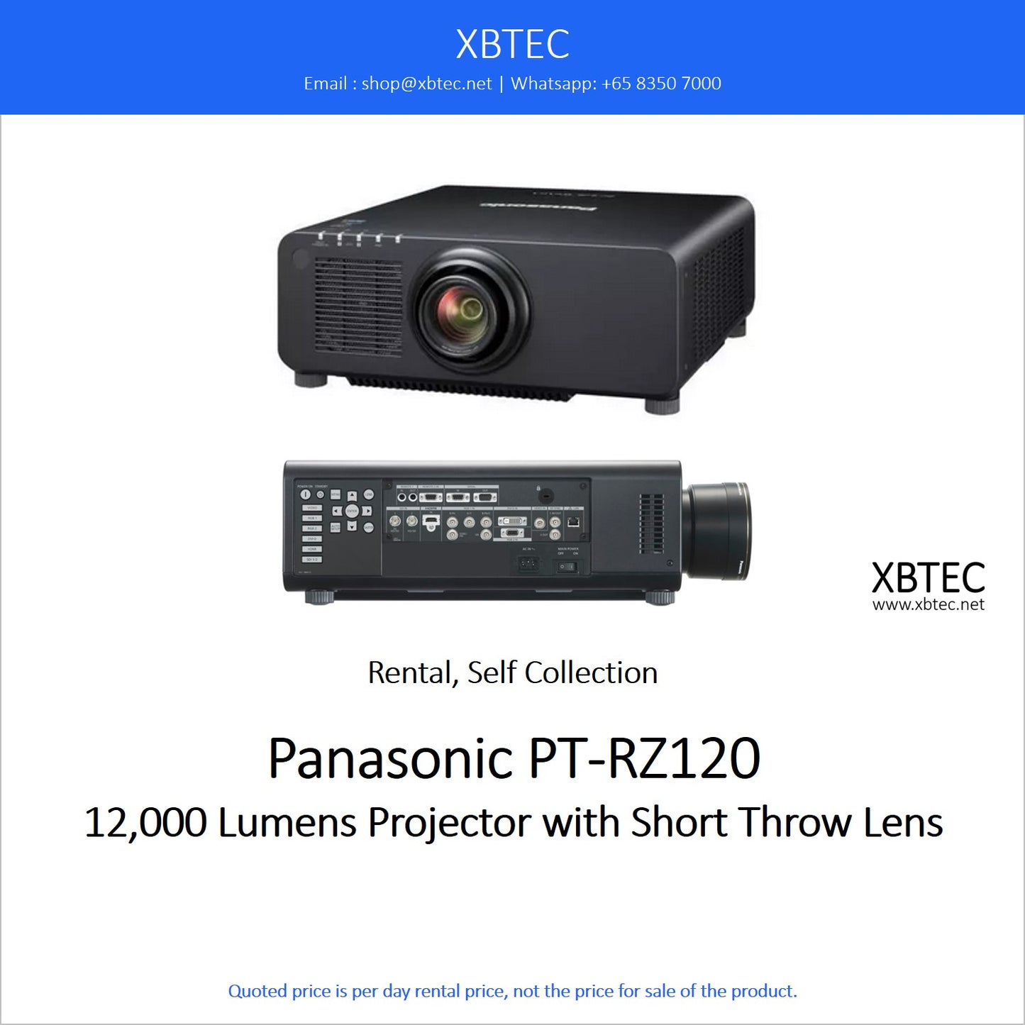 (Rental, Self Collection) Panasonic PT-RZ120 with Short Throw Lens