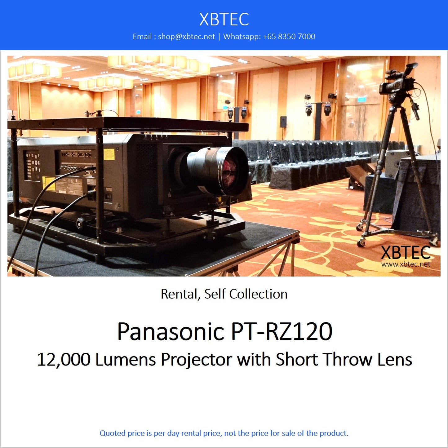 (Rental, Self Collection) Panasonic PT-RZ120 with Short Throw Lens