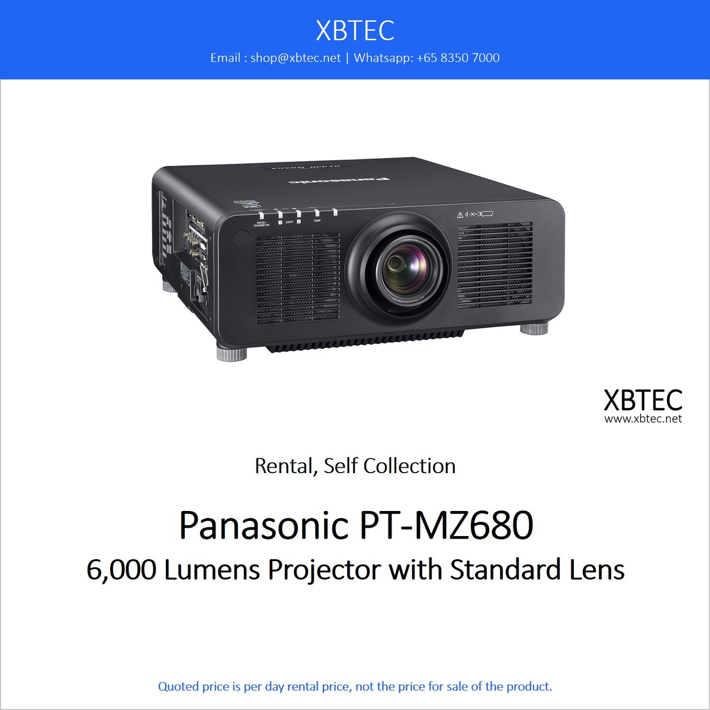 (Rental, Self Collection) Panasonic PT-MZ680 with Standard Lens