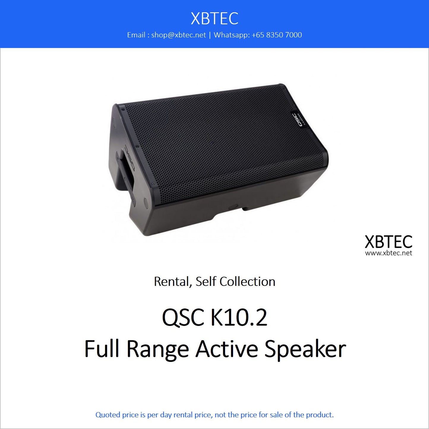 (Rental, Self Collection) QSC K10.2 Full Range Active Speaker