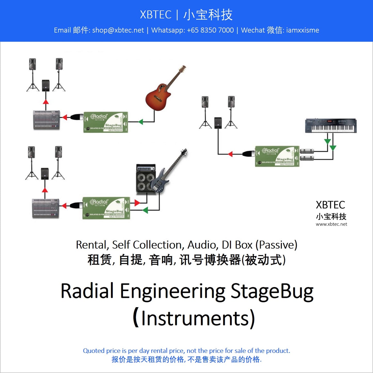 (Rental, Self Collection, Audio, DI Box, Passive | 租赁, 自提, 音响, 讯号博换器, 被动式) Radial Engineering StageBug DI Box