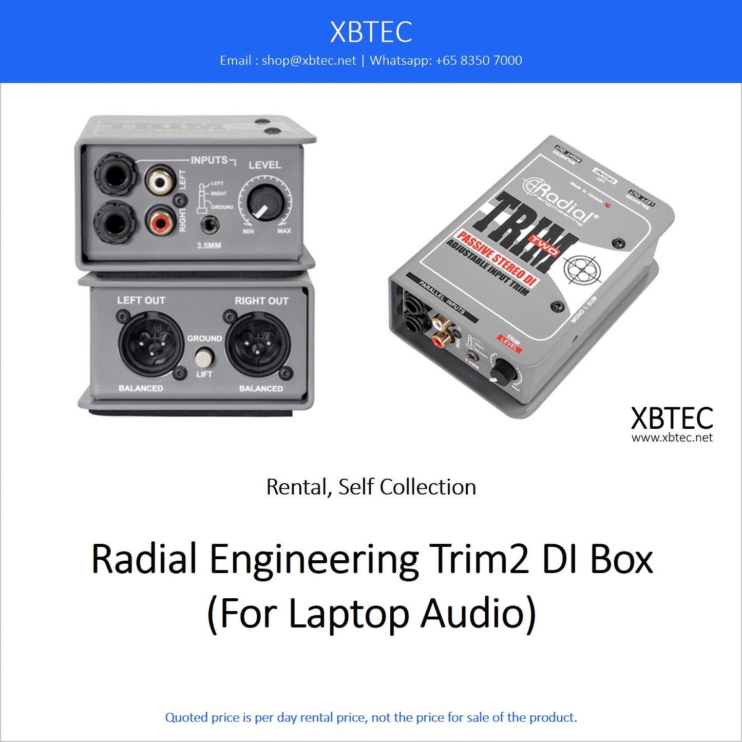 (Rental, Self Collection) Radial Engineering Trim2 DI Box