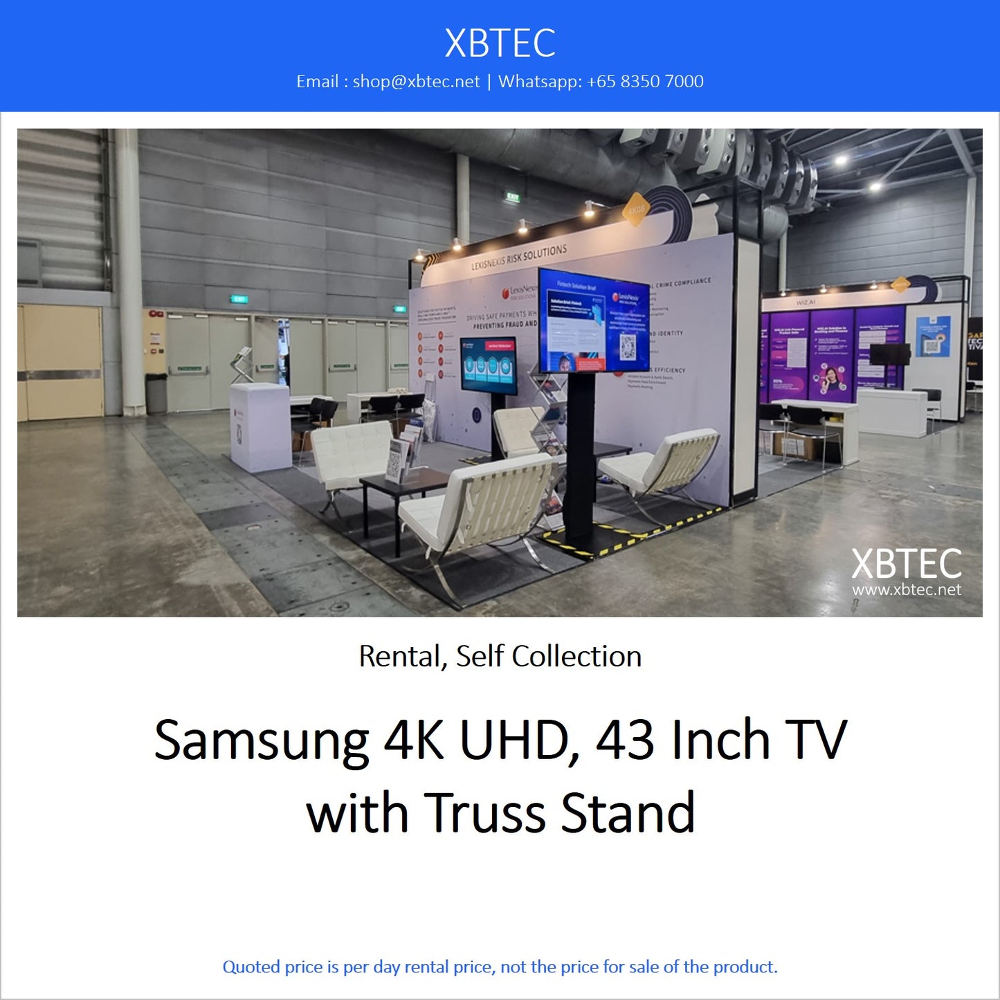 (Rental, Self Collection) Samsung 4K UHD, 43 Inch TV with Truss Stand