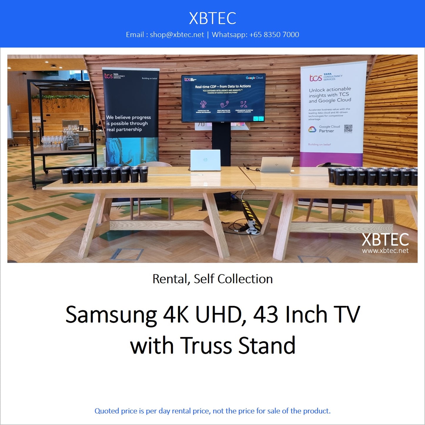 (Rental, Self Collection) Samsung 4K UHD, 43 Inch TV with Truss Stand