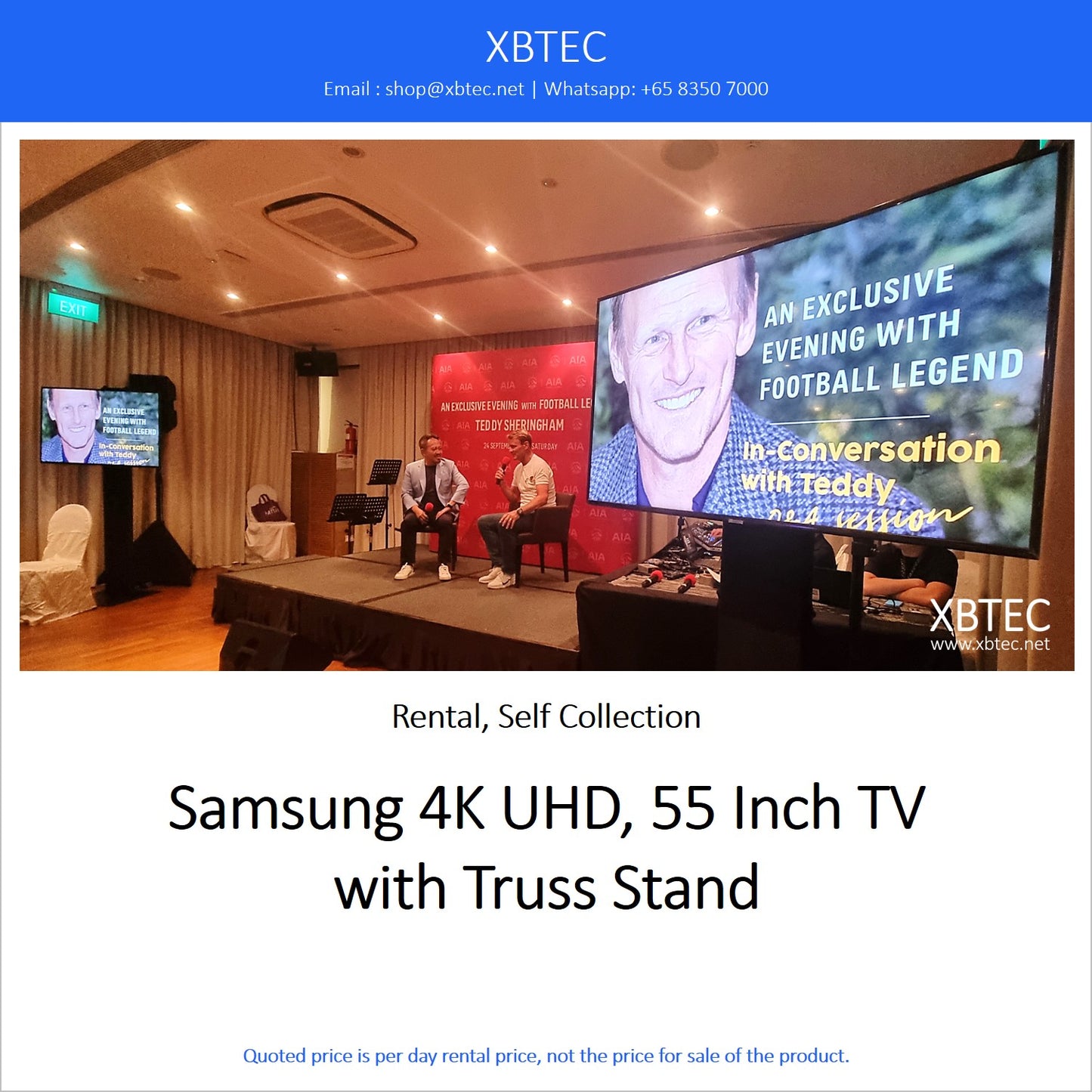 (Rental, Self Collection) Samsung 4K UHD, 55 Inch TV with Truss Stand