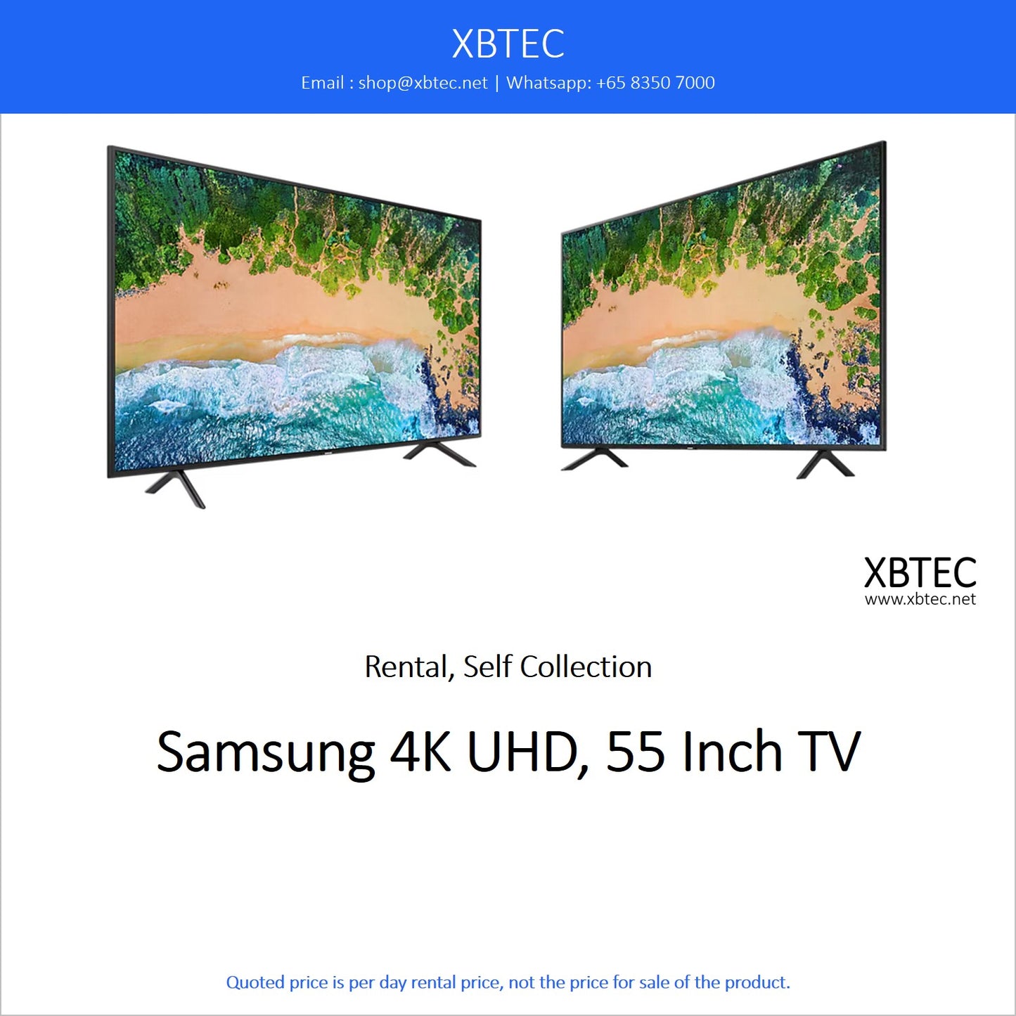 (Rental, Self Collection) Samsung 4K UHD, 55 Inch TV with Table Top Stand