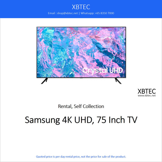 (Rental, Self Collection) Samsung 4K UHD, 75 Inch TV with Table Top Stand