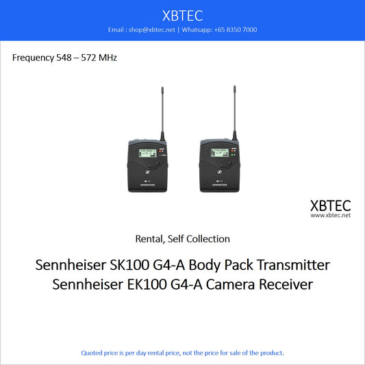 (Rental, Self Collection) Sennheiser SK100 G4-A Body Pack Transmitter. Sennheiser EK100 G4-A Camera Receiver.