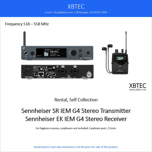 (Rental, Self Collection) Sennheiser SR IEM G4 Stereo Transmitter and Sennheiser EK IEM G4 Stereo Receiver