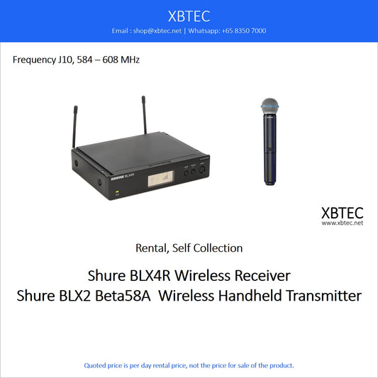 (Rental, Self Collection) Shure BLX4R Wireless Receiver with BLX2 / Beta58A Wireless Handheld Microphone