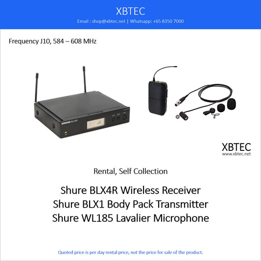 (Rental, Self Collection) Shure BLX4R Wireless Receiver with BLX1 Body Pack Transmitter and Shure WL185 Microphone