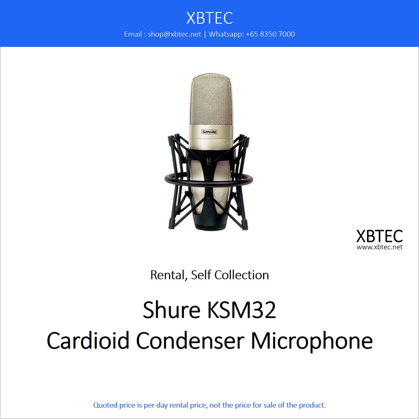 (Rental, Self Collection) Shure KSM32 Cardioid Condenser Microphone