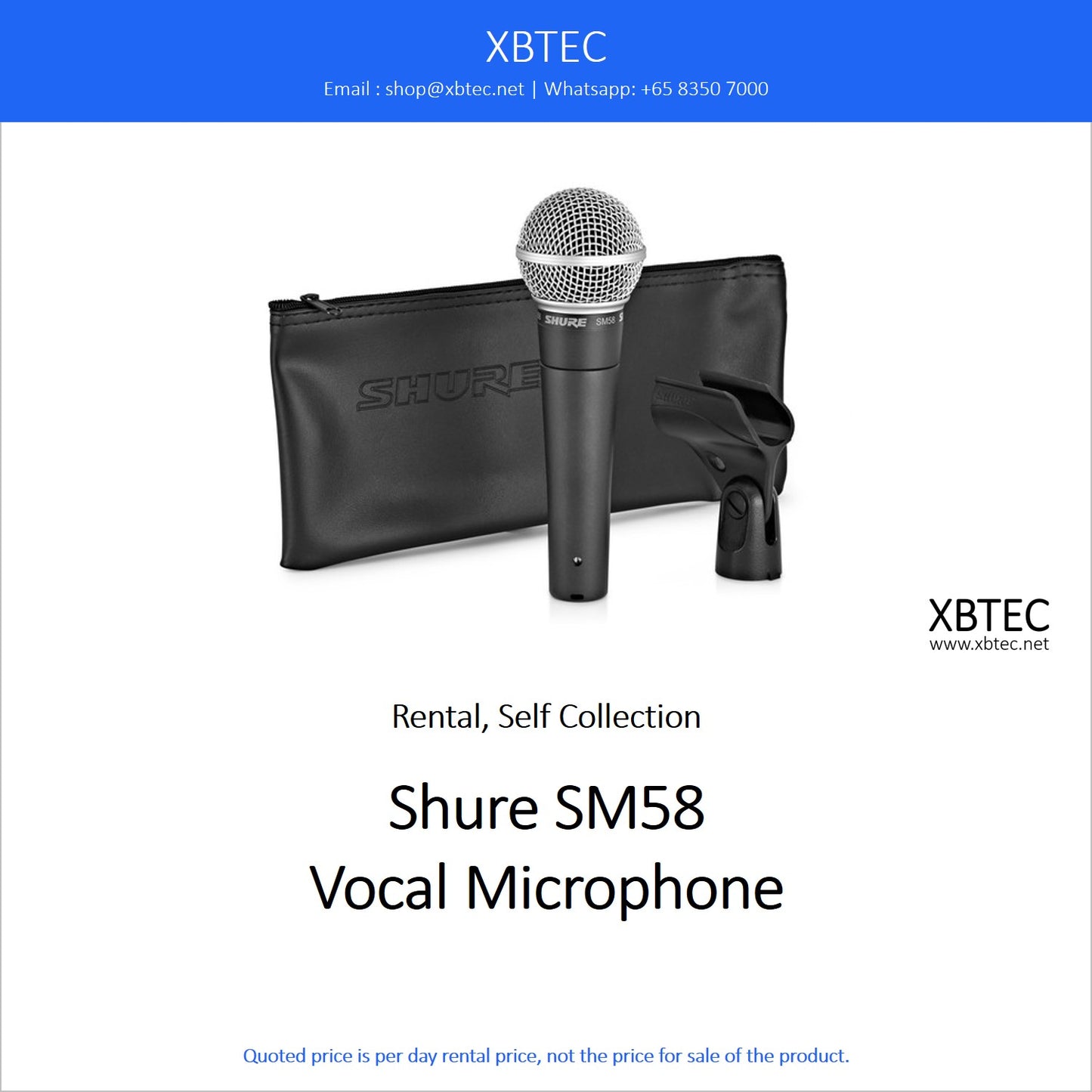 (Rental, Self Collection) Shure SM58 Vocal Microphone