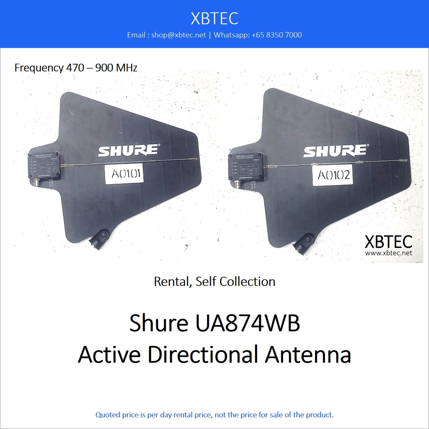 (Rental, Self Collection) Shure UA874 Active Directional Antenna