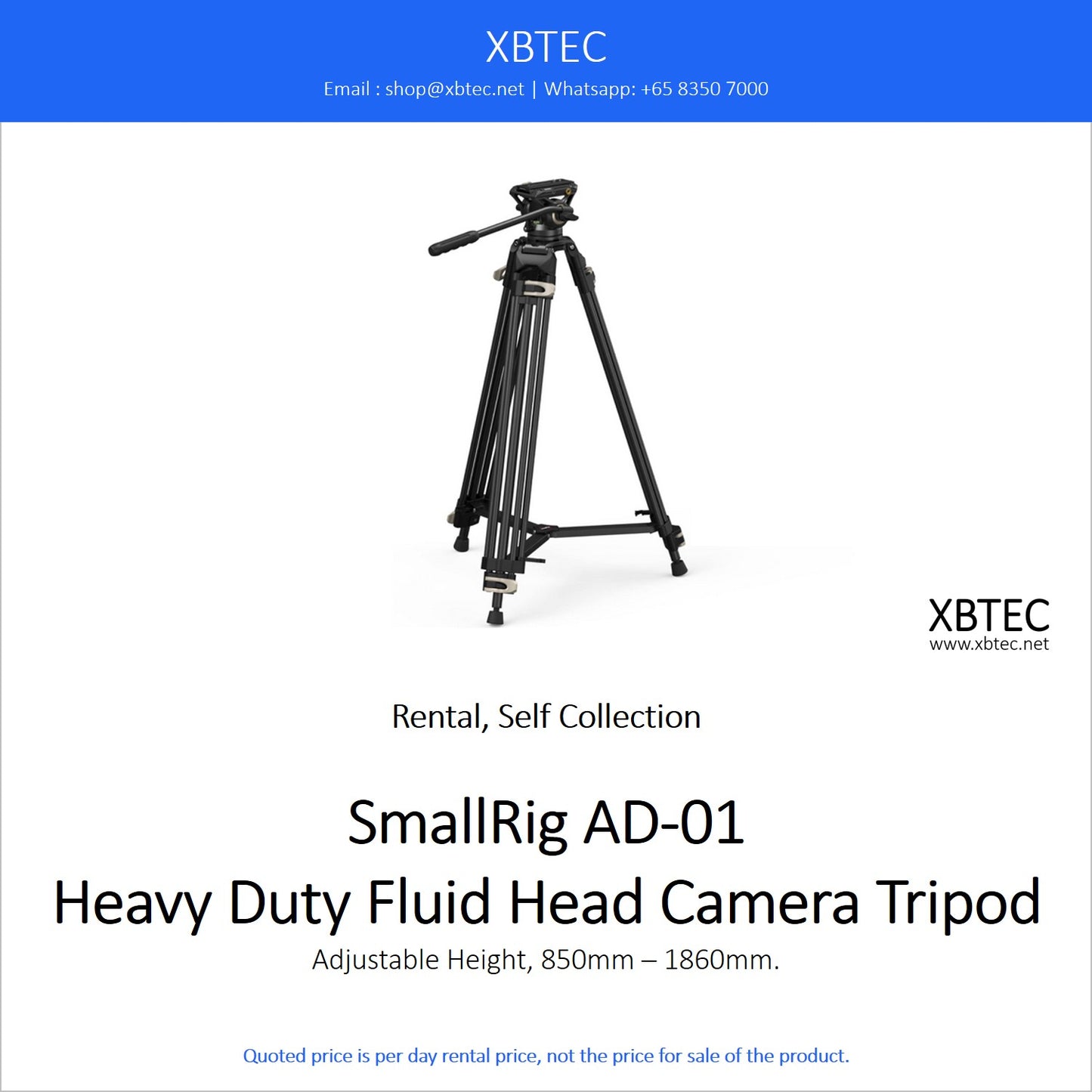 (Rental, Self Collection) SmallRig AD-01 Heavy Duty Fluid Head Camera Tripod