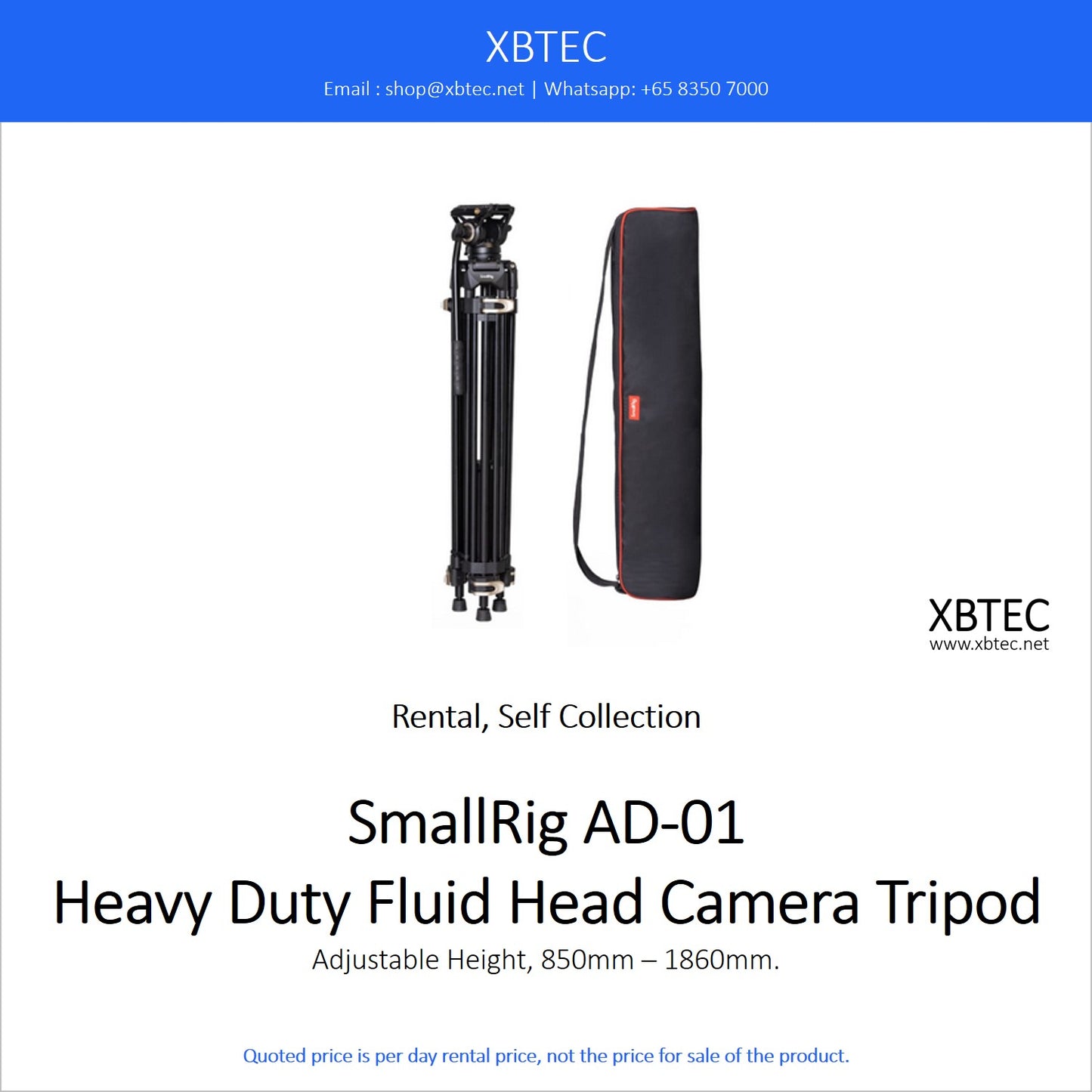 (Rental, Self Collection) SmallRig AD-01 Heavy Duty Fluid Head Camera Tripod