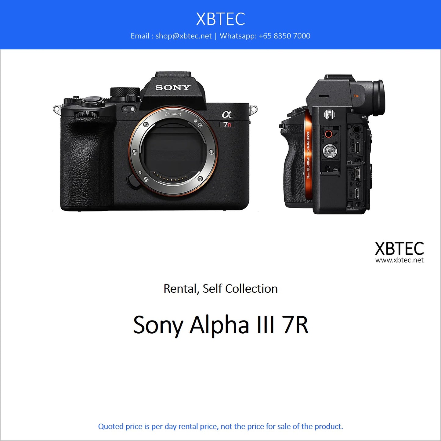 (Rental, Self Collection) Sony Alpha III 7R