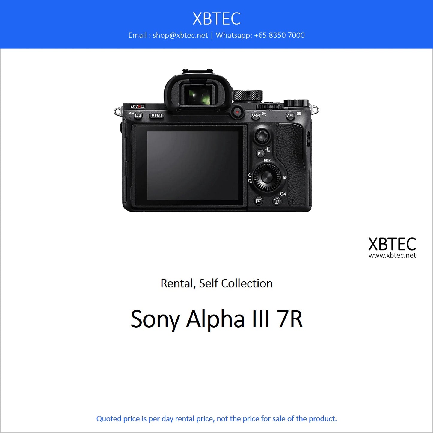 (Rental, Self Collection) Sony Alpha III 7R