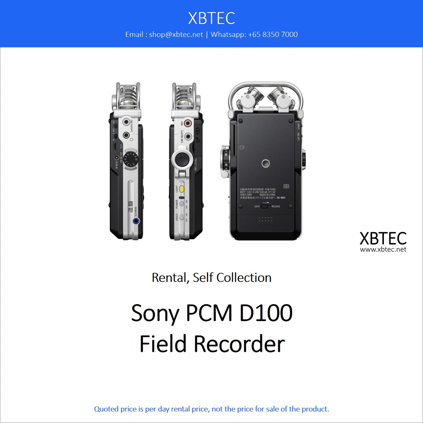 (Rental, Self Collection) Sony PCM D100 Field Recorder