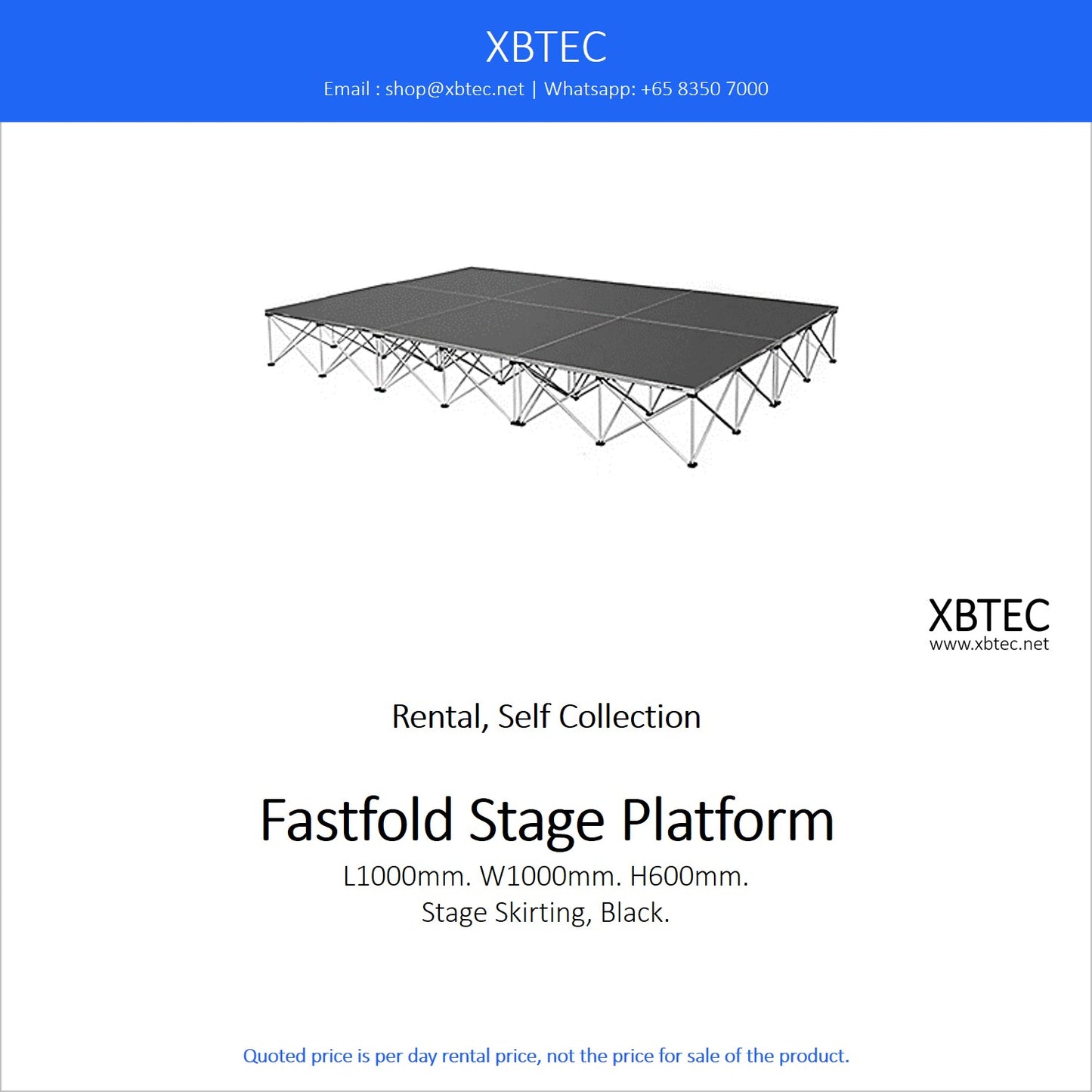 (Rental, Self Collection) Fastfold Stage Platform, L1000mm, W1000mm, H600mm
