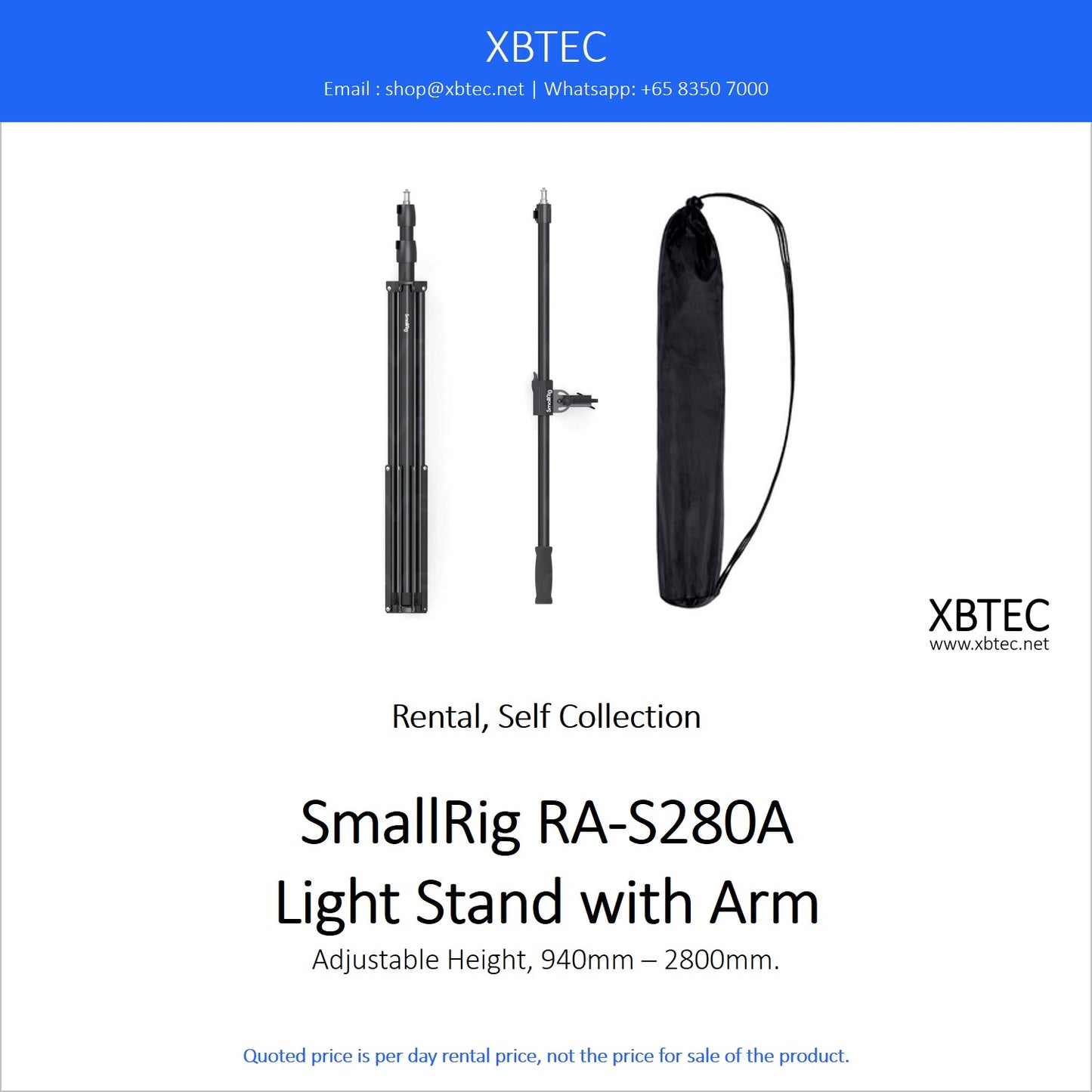 (Rental, Self Collection) SmallRig RA-S280A Light Stand with Arm