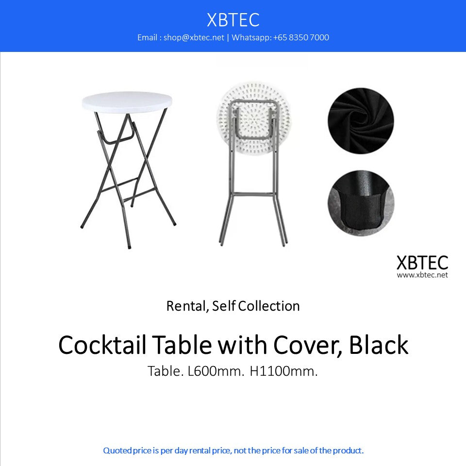 (Rental, Self Collection) Cocktail Table with Cover, Black