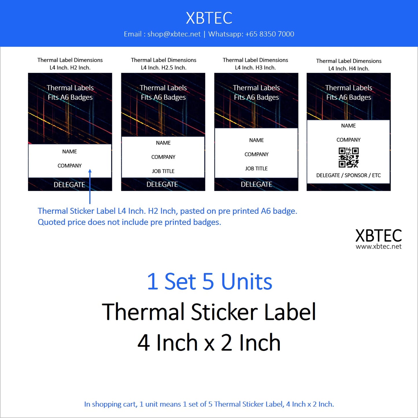 Stationery, Thermal Sticker Label, 4 Inch x 2 Inch