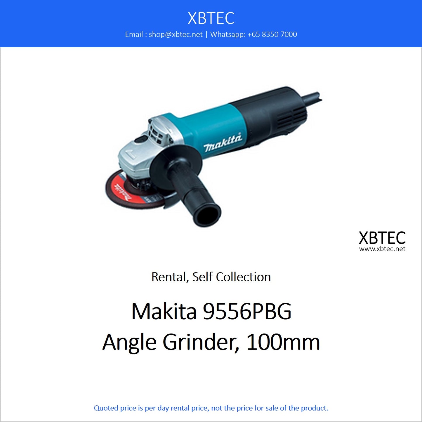 (Rental, Self Collection) Tools. Makita 9556PBG Angle Grinder, 100mm.