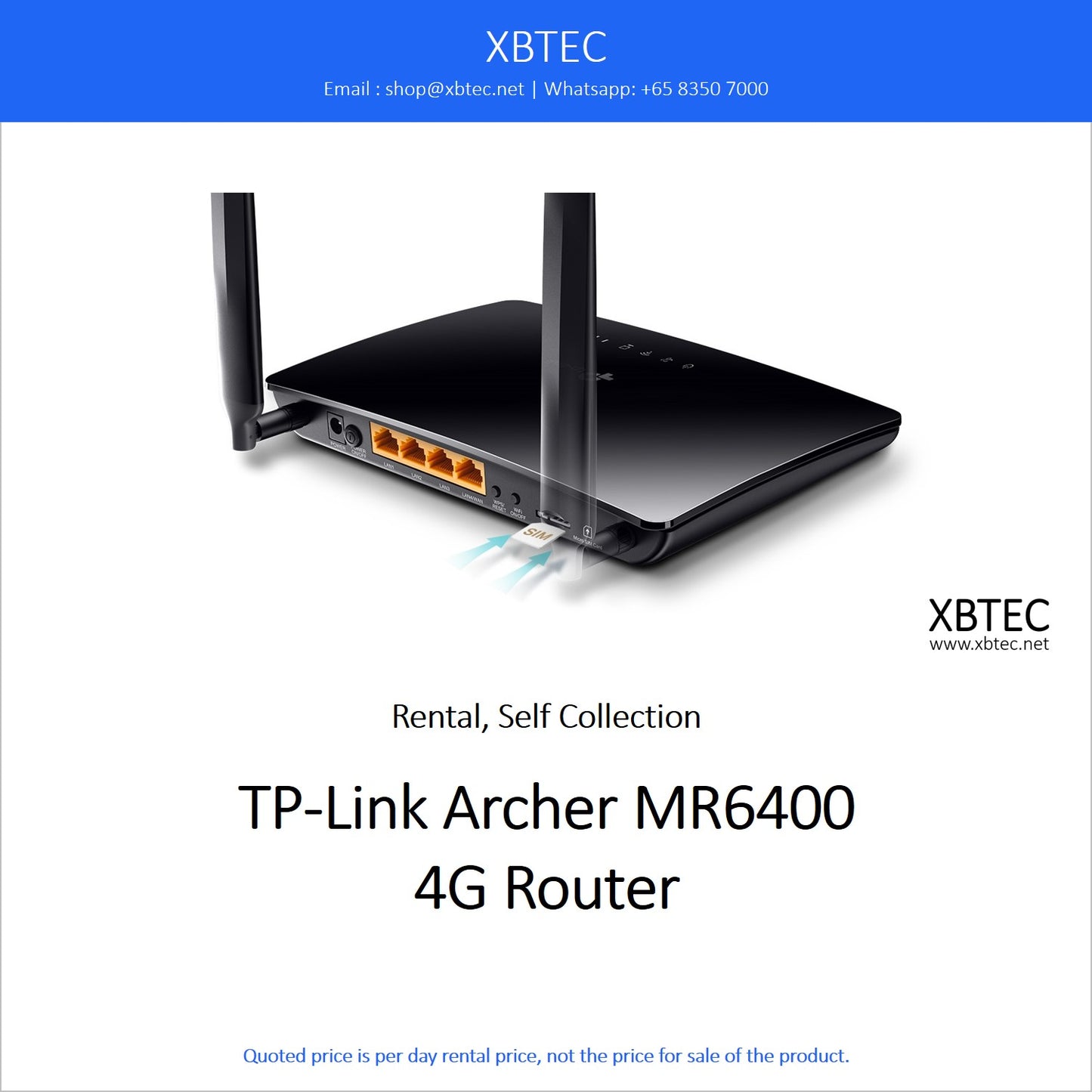 (Rental, Self Collection) TP-Link Archer MR6400 4G Router