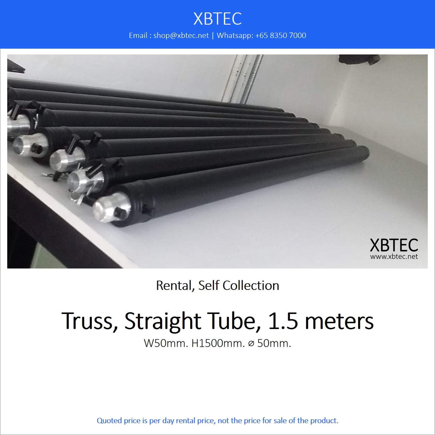 (Rental, Self Collection) Truss, Straight Tube, 1.5 meters