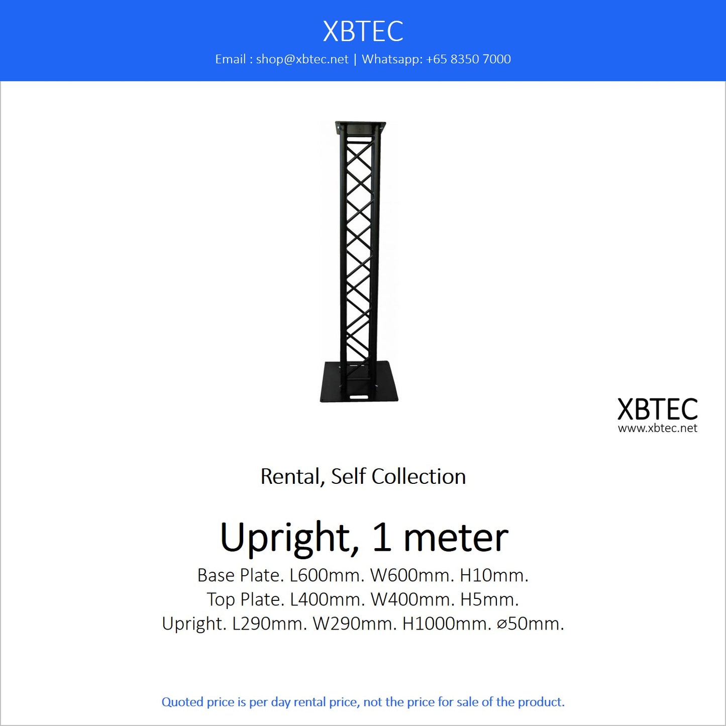 (Rental, Self Collection) Truss, Upright, 1 meter