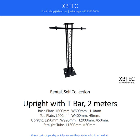 (Rental, Self Collection) Truss, Upright with T Bar, 2 meters