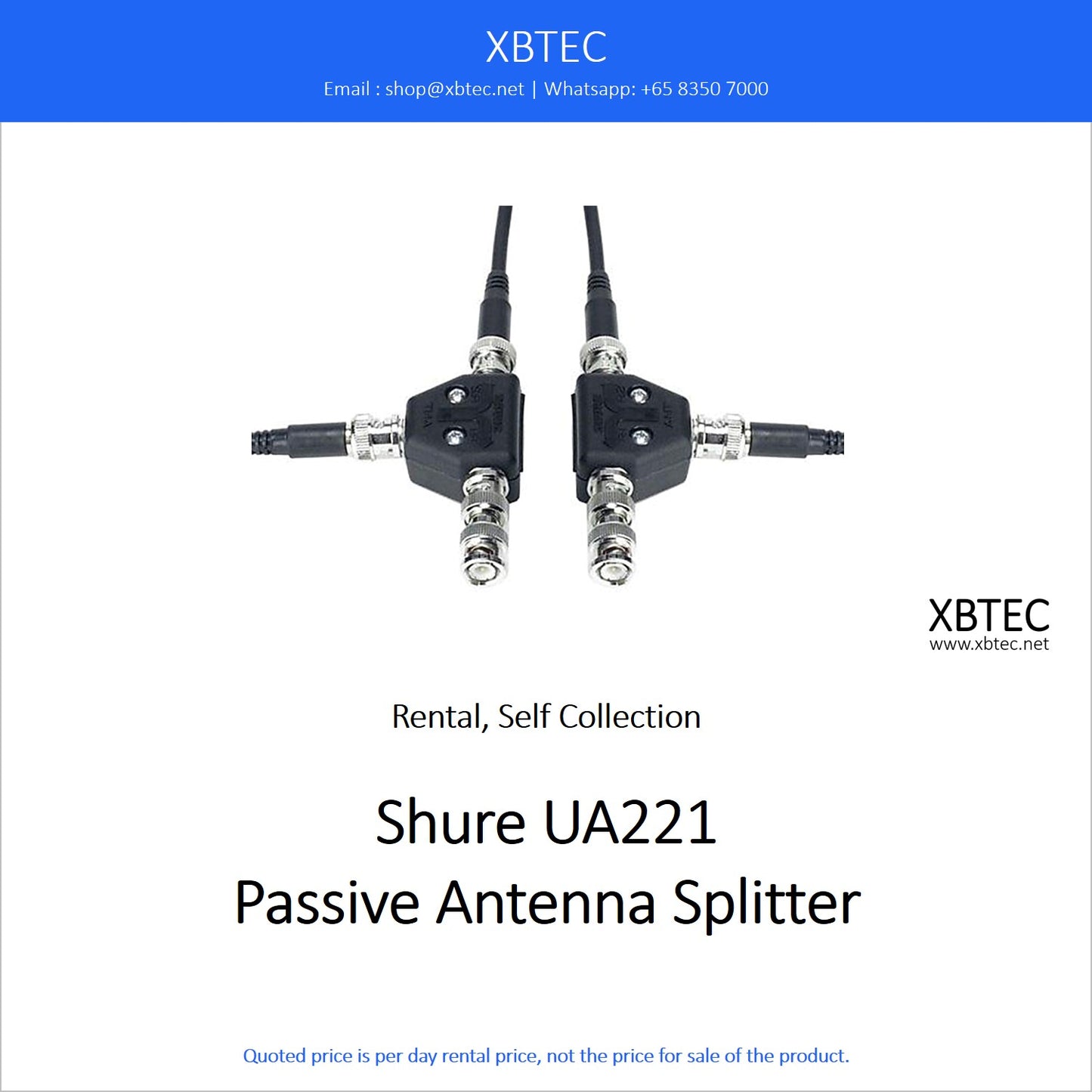 (Rental, Self Collection) Shure UA221 Passive Antenna Splitter