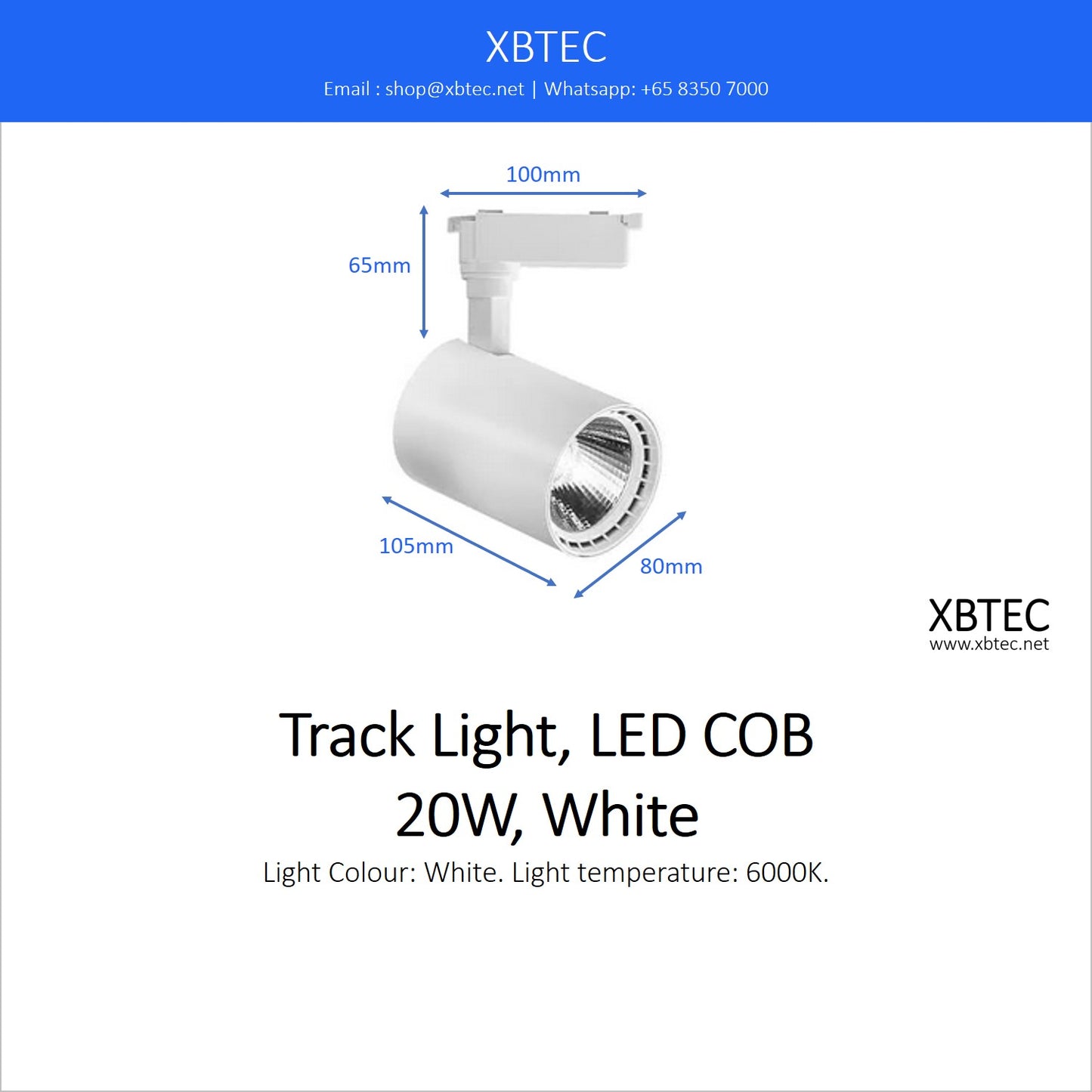 Track Light, LED COB, 20W, White