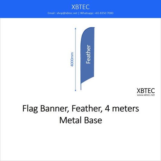 Branding Flag Banner, Feather, 4 meters, Metal Base