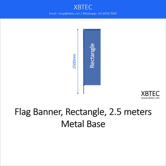 Branding Flag Banner, Rectangle, 2.5 meters, Metal Base