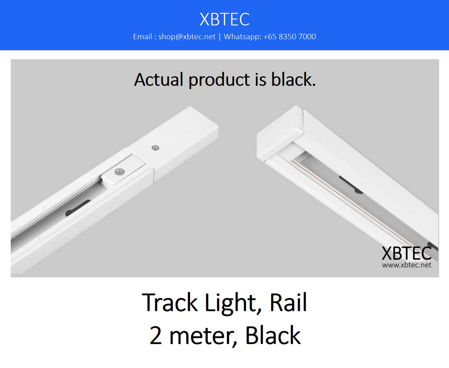 Track Light, Rail, 2 meters, Black