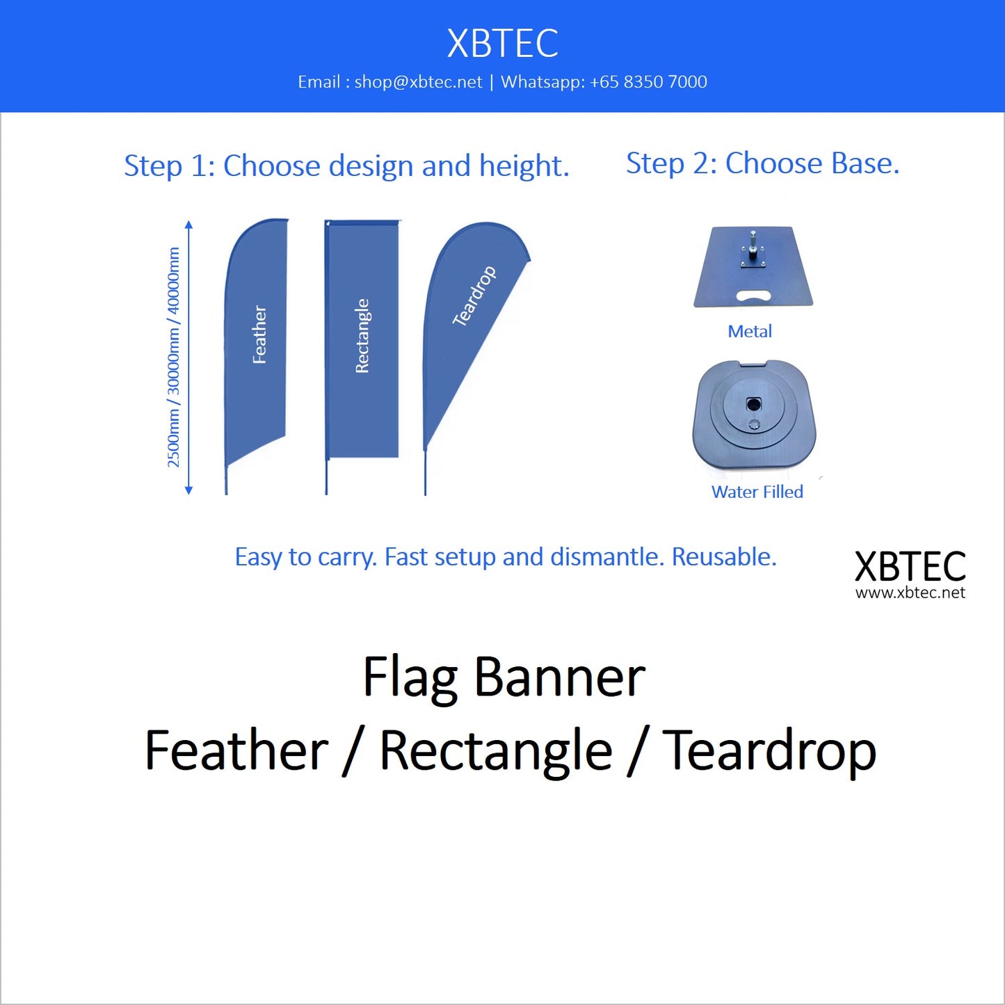 Branding Flag Banner, Rectangle, 4 meters, Water Filled Base