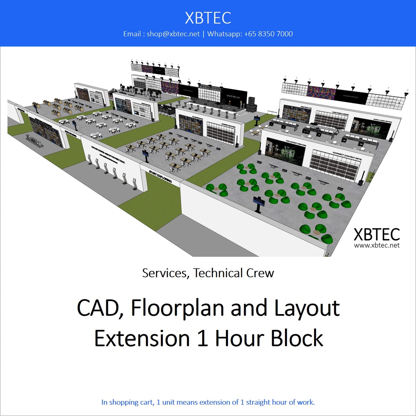 (Services, Technical Crew) CAD, Floorplan and Layout, Extension 1 Hour Block