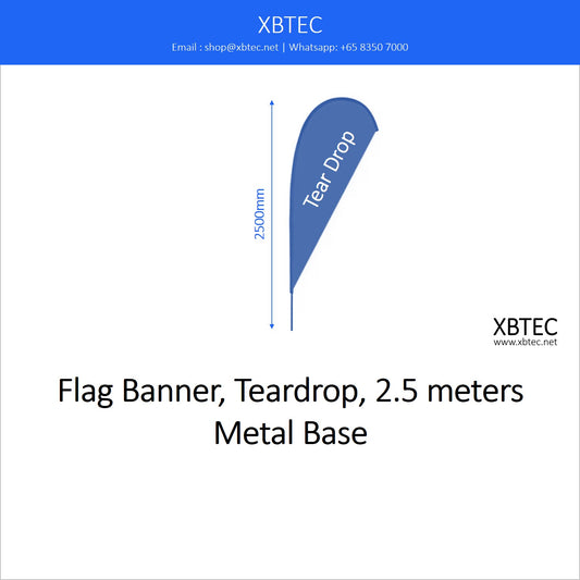 Branding Flag Banner, Teardrop, 2.5 meters, Metal Base